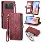 For DOOGEE X98 Pro / X98 Geometric Zipper Wallet Side Buckle Leather Phone Case(Red) - 1