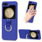 For Samsung Galaxy Z Flip5 5G Skin Diamond-encrusted Ring Holder Phone Case(Dark Blue) - 1