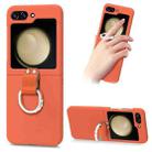 For Samsung Galaxy Z Flip5 5G Skin Diamond-encrusted Ring Holder Phone Case(Orange) - 1