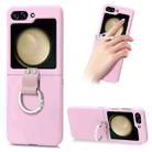 For Samsung Galaxy Z Flip5 5G Skin Diamond-encrusted Ring Holder Phone Case(Pink) - 1