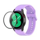 For Samsung Galaxy Watch4 40mm JUNSUNMAY Silicone Adjustable Strap + Full Coverage PMMA Screen Protector Kit(Purple) - 1