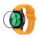 For Samsung Galaxy Watch4 44mm JUNSUNMAY Silicone Adjustable Strap + Full Coverage PMMA Screen Protector Kit(Orange) - 1