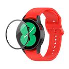 For Samsung Galaxy Watch4 44mm JUNSUNMAY Silicone Adjustable Strap + Full Coverage PMMA Screen Protector Kit(Red) - 1