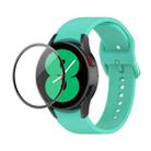 For Samsung Galaxy Watch4 44mm JUNSUNMAY Silicone Adjustable Strap + Full Coverage PMMA Screen Protector Kit(Cyan) - 1