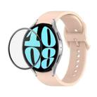For Samsung Galaxy Watch6 40mm JUNSUNMAY Silicone Adjustable Strap + Full Coverage PMMA Screen Protector Kit(Light Pink) - 1