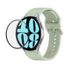 For Samsung Galaxy Watch6 40mm JUNSUNMAY Silicone Adjustable Strap + Full Coverage PMMA Screen Protector Kit(Light Green) - 1