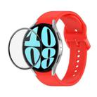 For Samsung Galaxy Watch6 44mm JUNSUNMAY Silicone Adjustable Strap + Full Coverage PMMA Screen Protector Kit(Red) - 1