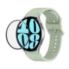 For Samsung Galaxy Watch6 44mm JUNSUNMAY Silicone Adjustable Strap + Full Coverage PMMA Screen Protector Kit(Light Green) - 1