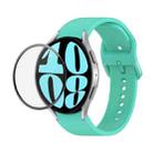 For Samsung Galaxy Watch6 44mm JUNSUNMAY Silicone Adjustable Strap + Full Coverage PMMA Screen Protector Kit(Cyan) - 1