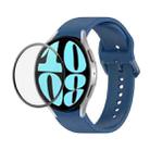 For Samsung Galaxy Watch6 44mm JUNSUNMAY Silicone Adjustable Strap + Full Coverage PMMA Screen Protector Kit(Dark Blue) - 1