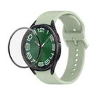 For Samsung Galaxy Watch6 Classic 47mm JUNSUNMAY Silicone Adjustable Strap + Full Coverage PMMA Screen Protector Kit(Light Green) - 1