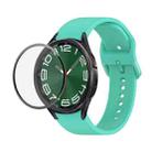 For Samsung Galaxy Watch6 Classic 47mm JUNSUNMAY Silicone Adjustable Strap + Full Coverage PMMA Screen Protector Kit(Cyan) - 1