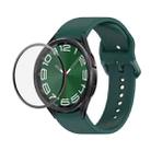 For Samsung Galaxy Watch6 Classic 47mm JUNSUNMAY Silicone Adjustable Strap + Full Coverage PMMA Screen Protector Kit(Dark Green) - 1