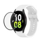 For Samsung Galaxy Watch5 40mm JUNSUNMAY Silicone Adjustable Strap + Full Coverage PMMA Screen Protector Kit(White) - 1