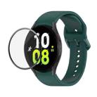 For Samsung Galaxy Watch5 40mm JUNSUNMAY Silicone Adjustable Strap + Full Coverage PMMA Screen Protector Kit(Dark Green) - 1