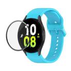 For Samsung Galaxy Watch5 40mm JUNSUNMAY Silicone Adjustable Strap + Full Coverage PMMA Screen Protector Kit(Sky Blue) - 1