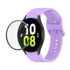 For Samsung Galaxy Watch5 40mm JUNSUNMAY Silicone Adjustable Strap + Full Coverage PMMA Screen Protector Kit(Purple) - 1