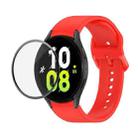For Samsung Galaxy Watch5 44mm JUNSUNMAY Silicone Adjustable Strap + Full Coverage PMMA Screen Protector Kit(Red) - 1