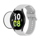 For Samsung Galaxy Watch5 44mm JUNSUNMAY Silicone Adjustable Strap + Full Coverage PMMA Screen Protector Kit(Grey) - 1