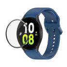 For Samsung Galaxy Watch5 44mm JUNSUNMAY Silicone Adjustable Strap + Full Coverage PMMA Screen Protector Kit(Dark Blue) - 1