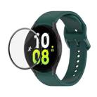 For Samsung Galaxy Watch5 44mm JUNSUNMAY Silicone Adjustable Strap + Full Coverage PMMA Screen Protector Kit(Dark Green) - 1