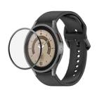 For Samsung Galaxy Watch5 Pro 45mm JUNSUNMAY Silicone Adjustable Strap + Full Coverage PMMA Screen Protector Kit(Black) - 1