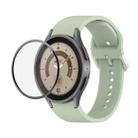 For Samsung Galaxy Watch5 Pro 45mm JUNSUNMAY Silicone Adjustable Strap + Full Coverage PMMA Screen Protector Kit(Light Green) - 1