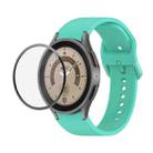 For Samsung Galaxy Watch5 Pro 45mm JUNSUNMAY Silicone Adjustable Strap + Full Coverage PMMA Screen Protector Kit(Cyan) - 1