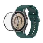 For Samsung Galaxy Watch5 Pro 45mm JUNSUNMAY Silicone Adjustable Strap + Full Coverage PMMA Screen Protector Kit(Dark Green) - 1