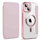 For iPhone 15 MagSafe Magnetic RFID Anti-theft Leather Phone Case(Pink) - 1