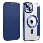 For iPhone 15 MagSafe Magnetic RFID Anti-theft Leather Phone Case(Dark Blue) - 1