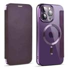 For iPhone 15 Pro Max MagSafe Magnetic RFID Anti-theft Leather Phone Case(Purple) - 1