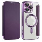 For iPhone 16 Pro Max Shield MagSafe RFID Anti-theft Leather Phone Case(Purple) - 1