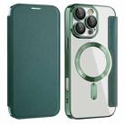 For iPhone 16 Pro Max Magnetic MagSafe RFID Anti-theft Leather Phone Case(Green) - 1