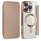 For iPhone 16 Pro Max Shield MagSafe RFID Anti-theft Leather Phone Case(Desert Gold) - 1