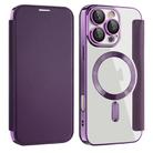 For iPhone 16 Pro Shield MagSafe RFID Anti-theft Leather Phone Case(Purple) - 1