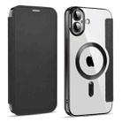 For iPhone 16 Plus Magnetic MagSafe RFID Anti-theft Leather Phone Case(Black) - 1