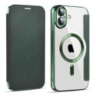 For iPhone 16 Plus Magnetic MagSafe RFID Anti-theft Leather Phone Case(Green) - 1