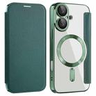 For iPhone 16 Shield MagSafe RFID Anti-theft Leather Phone Case(Green) - 1