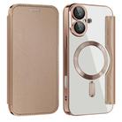 For iPhone 16 Shield MagSafe RFID Anti-theft Leather Phone Case(Desert Gold) - 1