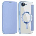 For iPhone 16e Shield MagSafe RFID Anti-theft Leather Phone Case(Blue) - 1