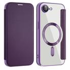 For iPhone 16e Shield MagSafe RFID Anti-theft Leather Phone Case(Purple) - 1
