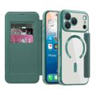 For iPhone 17 Pro Max Shield MagSafe RFID Anti-theft Leather Phone Case(Green) - 1