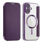 For iPhone 17 Shield MagSafe RFID Anti-theft Leather Phone Case(Purple) - 1