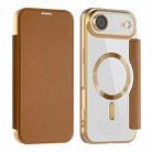 For iPhone 17 Air Shield MagSafe RFID Anti-theft Leather Phone Case(Brown) - 1