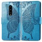 Butterfly Love Flowers Embossing Horizontal Flip Leather Case for OnePlus 7 Pro, with Holder & Card Slots & Wallet & Lanyard(Blue) - 1