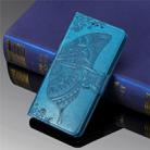 Butterfly Love Flowers Embossing Horizontal Flip Leather Case for OnePlus 7 Pro, with Holder & Card Slots & Wallet & Lanyard(Blue) - 2