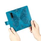 Butterfly Love Flowers Embossing Horizontal Flip Leather Case for OnePlus 7 Pro, with Holder & Card Slots & Wallet & Lanyard(Blue) - 10