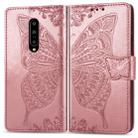 Butterfly Love Flowers Embossing Horizontal Flip Leather Case for OnePlus 7 Pro, with Holder & Card Slots & Wallet & Lanyard(Rose gold) - 1