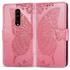 Butterfly Love Flowers Embossing Horizontal Flip Leather Case for OnePlus 7 Pro, with Holder & Card Slots & Wallet & Lanyard(Pink) - 1